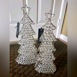 New Rachel Zoe Silver Metal Faux Crystal Tree Set